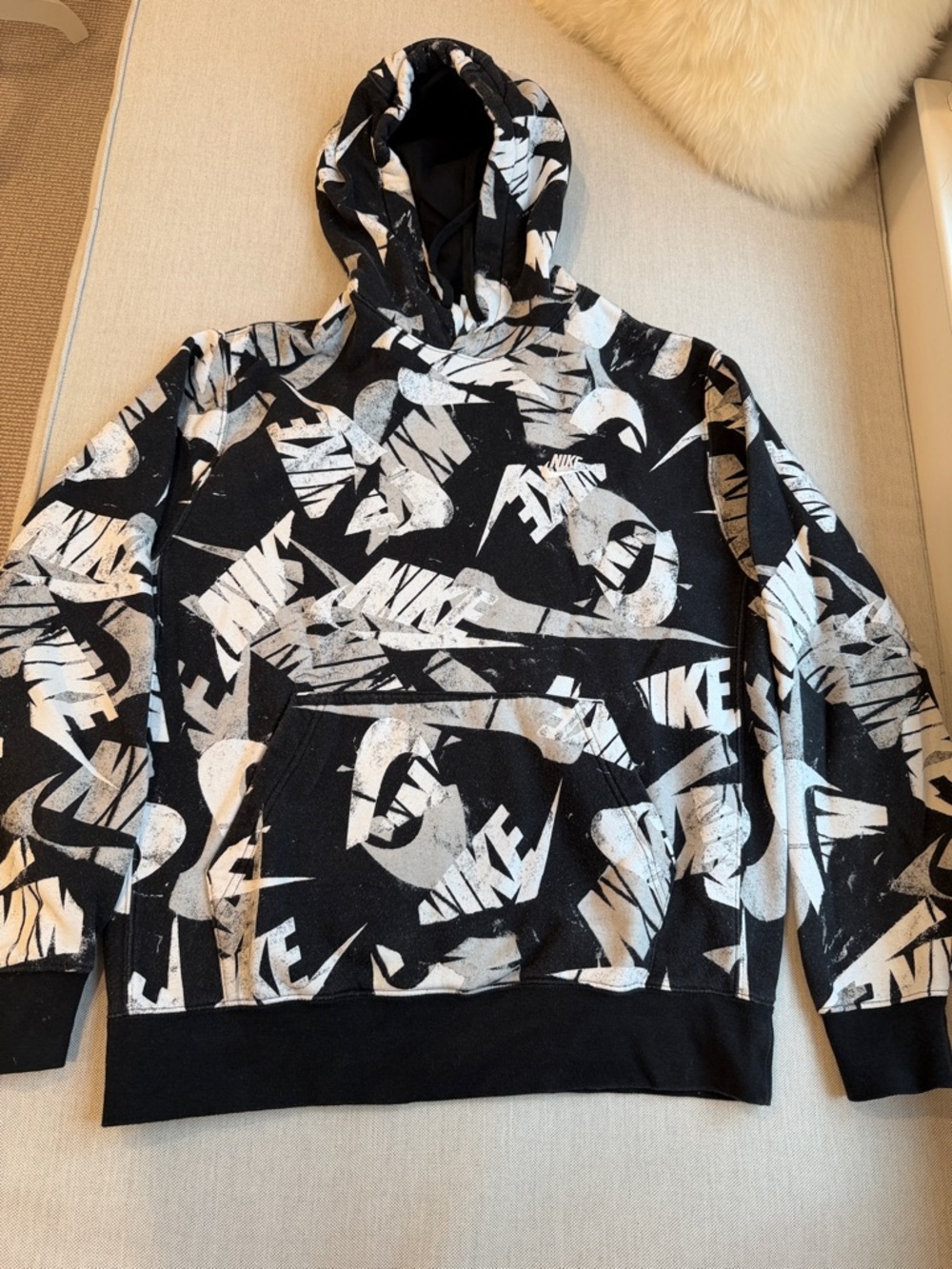 Nike Black & White Allover Logo Hoodie